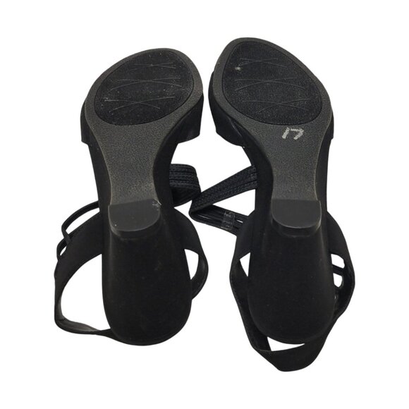 IMPO Woman's BLACK Strappy Heels Wedge Slip Slide On Dress Shoes size 7 Med - Picture 6 of 6